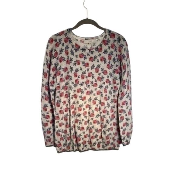 LOFT Sweaters - Loft floral Rose print gray wool blend, sweater, size medium